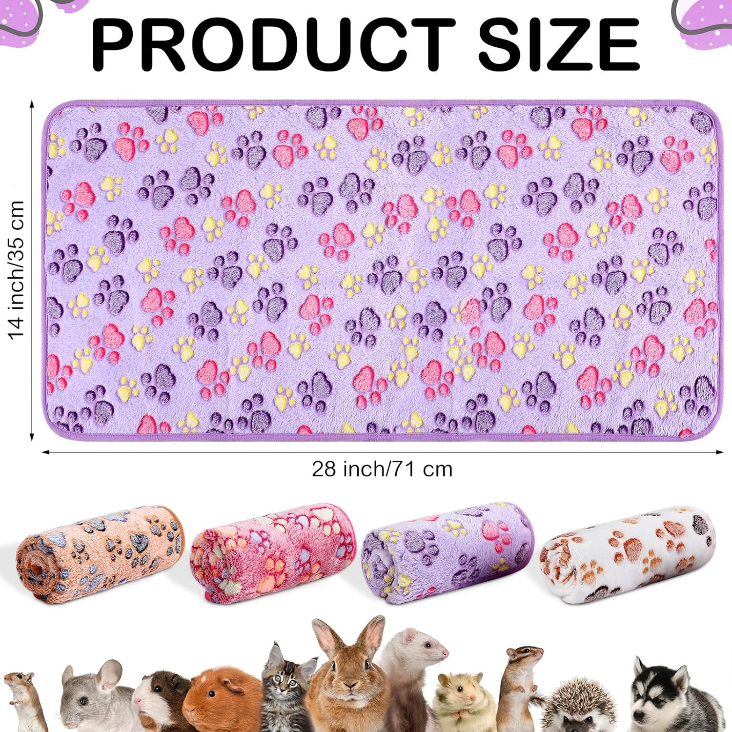 Tudomro 8 Pcs Bulk Waterproof Guinea Pig Blankets Small Animal Flannel Throw Bedding Absorbent Guinea Pig Cage Liners Reusable Pet Pee Pad Sleep Mat Pad Cover for Hamster Rabbit Ferret (14 x 28 Inch) - Image 2