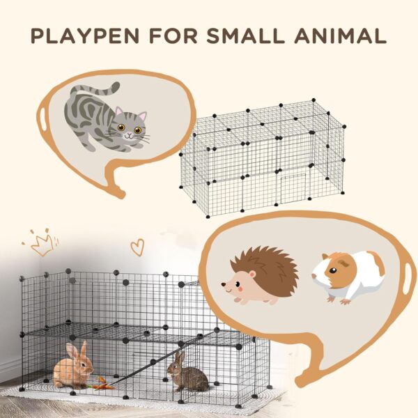 PawHut DIY Pet Playpen Metal Wire Fence Indoor Outdoor Rabbit Small Animals Cage 36 Panel Enclosure Black - Image 4