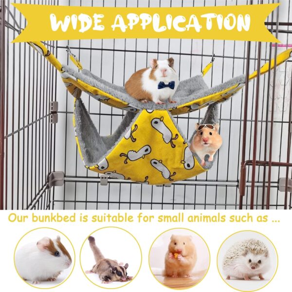 Yellow Pet Cage Hammock, Hamster Hanging Bed Plush Sugar Glider Cage Chinchilla Swing Nest Guinea Pig Nap Warm Ferrets Hideout Accessories Toy for Small Animals Rat Rabbit Squirrel - Image 6