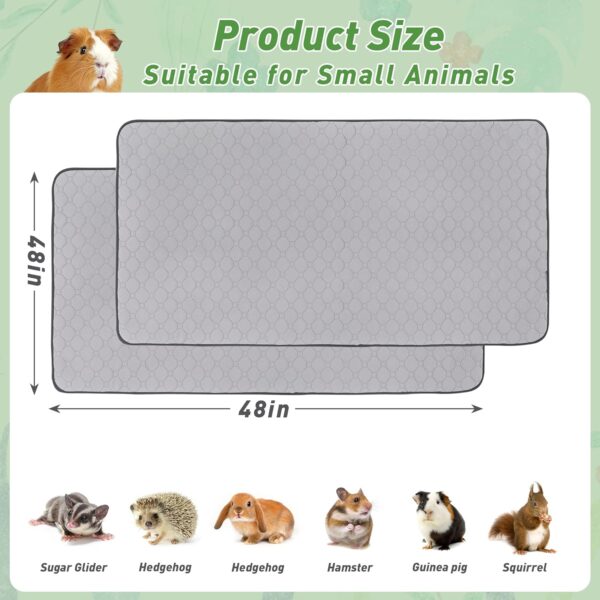 Guinea Pig Cage Liners, LWYMX 48''X48'' Washable Guinea Pig Pee Pads, Non Slip Reusable Super Absorbent Guinea Pig Training Mat Bedding Fleece for Small Animals Hamster Rabbit Chinchilla Rat, 2Pack - Image 7