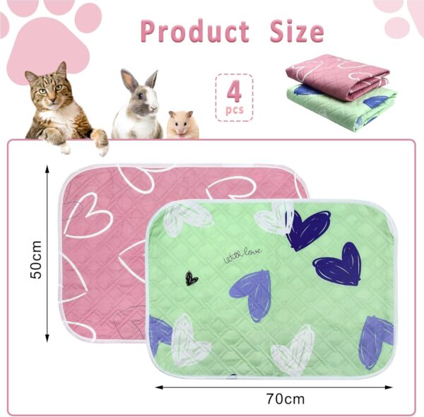 4 Pack Guinea Pig Cage Liner Guinea Pig Bedding Reusable Fast Absorbent Waterproof Puppy Pee Pads Washable Air Dried Pee Mat for Small Animals Pet Cat Chinchillas Hamster Rabbit Bedding 27‘’ x 19‘’ - Image 2