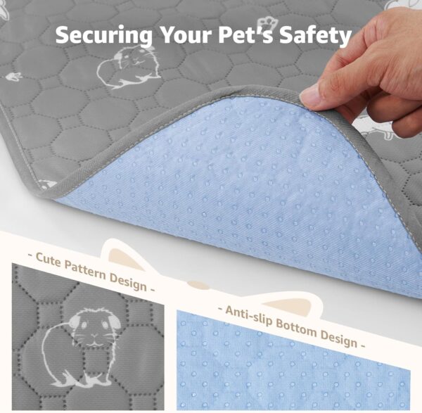 PICK FOR LIFE 2 Packs Guinea Pig Cage Liners Washable Reusable Guinea Pig Pee Pad, Waterproof Fast Absorbent Guinea Pig Mat Non-Slip Bedding for Small Animal Chinchilla Rabbit Hamster Puppy 60x120 cm - Image 4