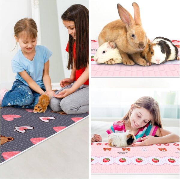 4 Pcs Guinea Pig Bedding, Washable Guinea Pig Cage Liner,Reusable Rabbit Bedding Waterproof Guinea Pig Pee Pads, Absorbent Guinea Pig Bedding for Small Animals Hamster Rabbit Squirrel Cage（ Bear - Image 6