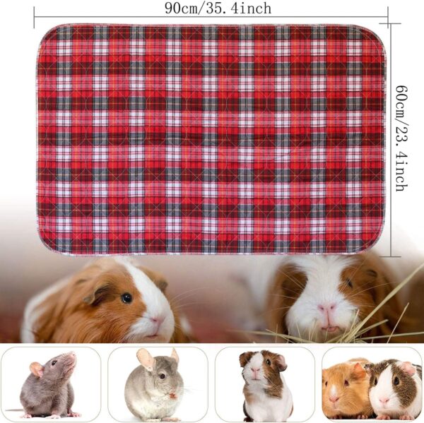 2 Pack Guinea Pig Fleece Cage Liners - 90 x 60 CM, Washable Non-Slip Fast Absorbent Waterproof Small Animals Bedding Pads for Chinchillas Rabbits Hamster Bunny - Image 2