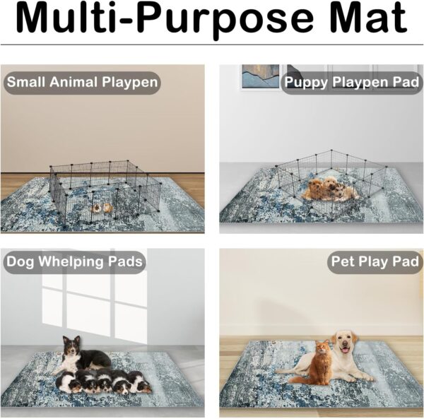 Fhiny Rabbit Cage Liners, 90" x 62" Washable Reusable Bunny Bedding Rabbit Floor Mats Pets Dog Whelping Pads with Anti Slip Bottom Pet Cage Liner for Punnies Chinchillas Cats Ferrets (Seaside Style-2) - Image 6
