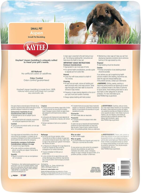 Kaytee Small Animal Hardwood Aspen Bedding For Pet Guinea Pigs, Rabbits, Hamsters, Gerbils, and Chinchillas, 54.2 Liter,Brown - Image 2
