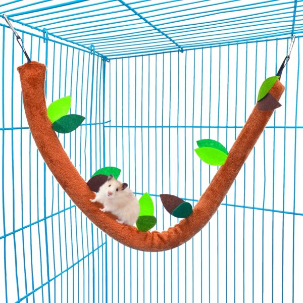 5PCS Hamster Hammock Rat Hanging Bed House Guinea Pig Nest Cage Toy Accessories Forest Pattern Cage Toys Accessories Leaf Hanging Tunnel and Swing for Small Animal Glider Squirrel Playing Sleeping - Image 7