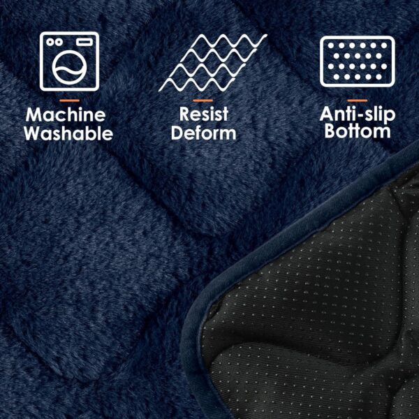 Dog Crate Bed Mat Washable Dog Crate Mattress Small Puppy Bed Pet Cushion 22inch Cat Bed for Indoor Cats Soft Puppy Cage Bed Flat Cat Bedding Dark Blue Dog Bed Mattress Medium Anti Slip 56x33cm S - Image 4