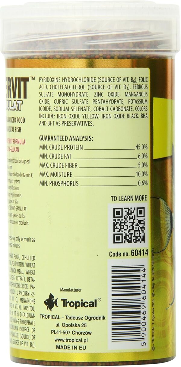 Tropical Supervit Granules Premium Main Food for All Ornamental Fish Pack of 1 x 250 ml - Image 3