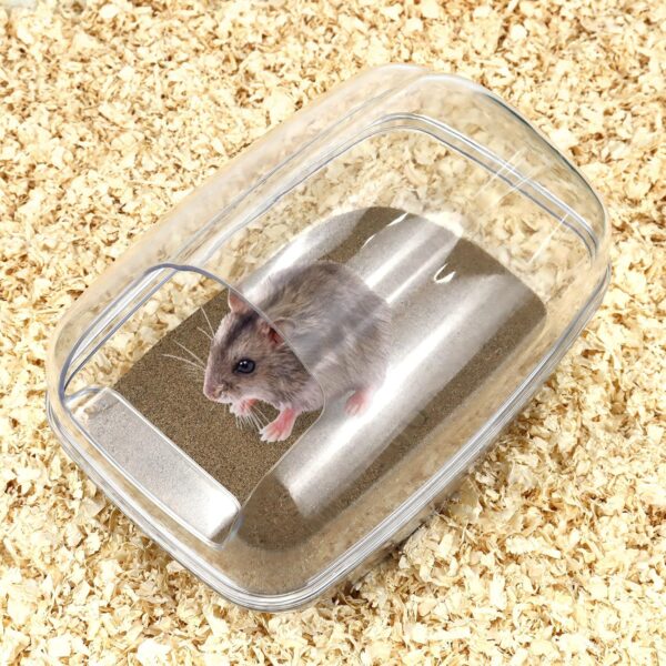 Large Hamster Sand Bathroom Set Small Animal Sand Bathtub Container Bathtub Pets Toilet Washroom Box with Min Sand Shovel and Broom Creative Plastic Bath Basin for Hamster Small Pet Cage Accessory - Image 6