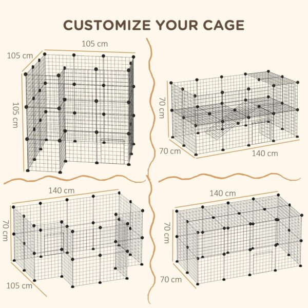 PawHut DIY Pet Playpen Metal Wire Fence Indoor Outdoor Rabbit Small Animals Cage 36 Panel Enclosure Black - Image 3