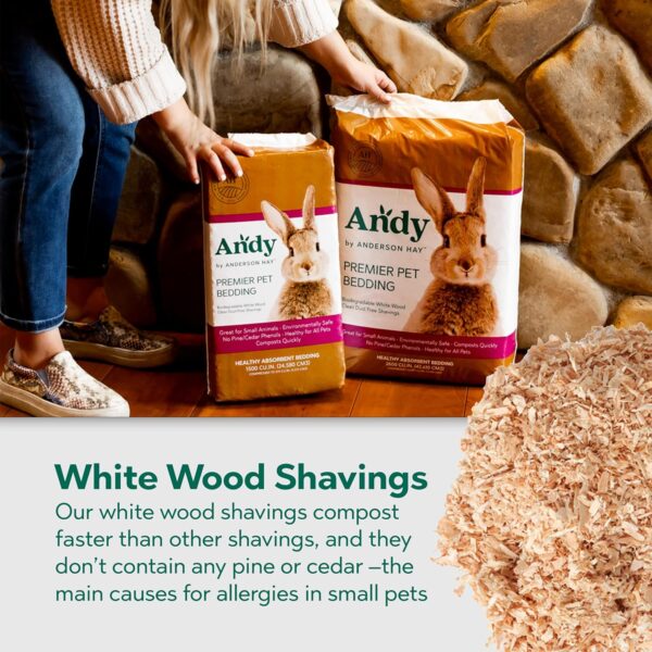 Andy White Wood Shavings Bedding, Premium Pet Bedding for Hamster, Rabbit & Small Pets, 9.25 lb - Image 3