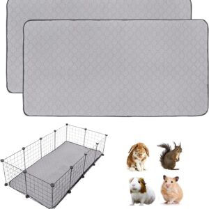 Guinea Pig Cage Liners, LWYMX 48''X48'' Washable Guinea Pig Pee Pads, Non Slip Reusable Super Absorbent Guinea Pig Training Mat Bedding Fleece for Small Animals Hamster Rabbit Chinchilla Rat, 2Pack