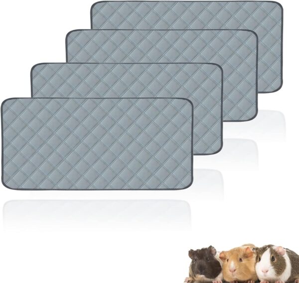 Mooydee 4 Pack Guinea Pig Cage Liners Washable Guinea Pig Bedding Super Absorbent | Waterproof | Non Slip| Reusable Guinea Pig Pee Pads for Small Animals Cages Rabbit Hamster Rat - 48" x 24"