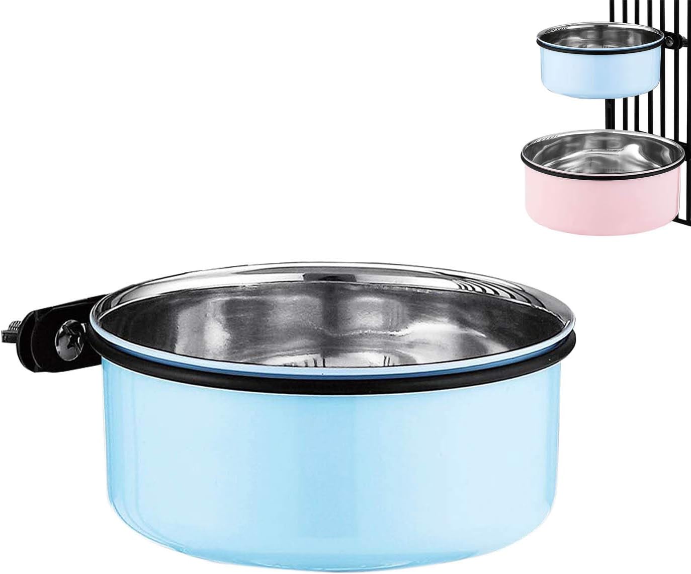 SUOXU Dog Crate Water Bowl,Crate Type Pet Hanging Bowl,Stainless Steel Dog Feeder Puppy Bowl Cage Dog Water Dispenser Non Spill,Small Dogs Cats Feeding Bowls and Food Bowls(850ml/1pcs)